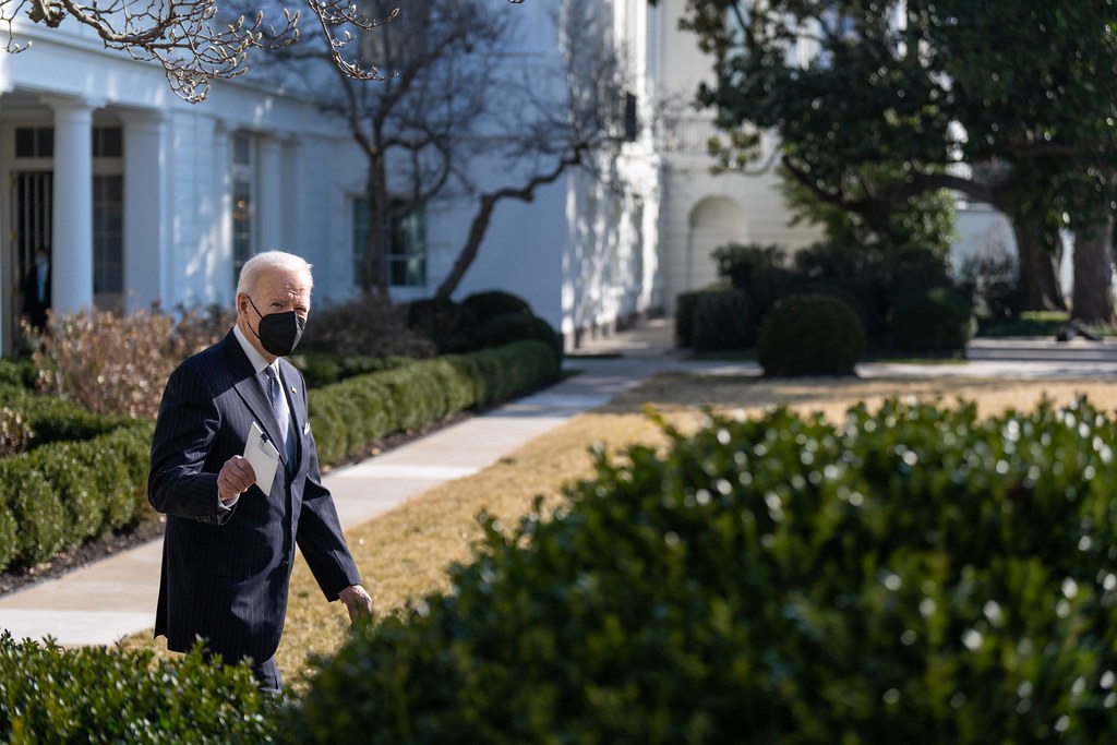 President Biden in White House Rose Garden,