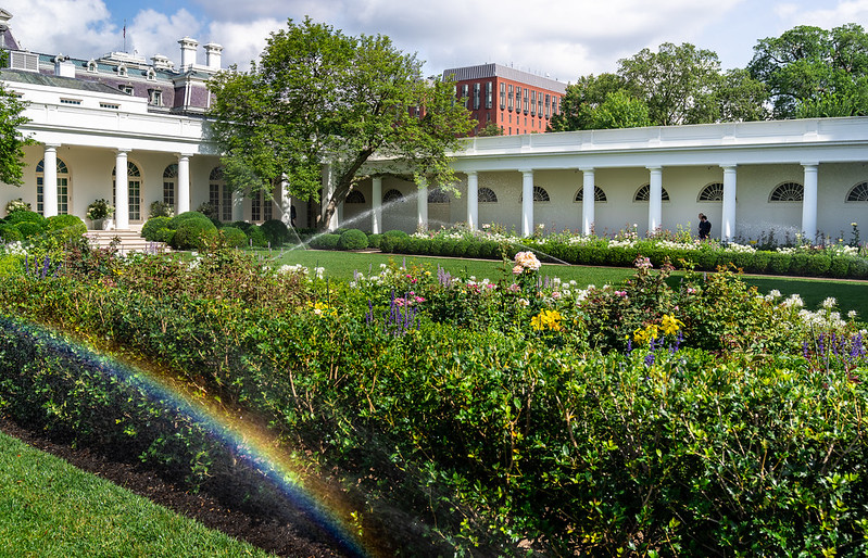 President Biden in White House Rose Garden,