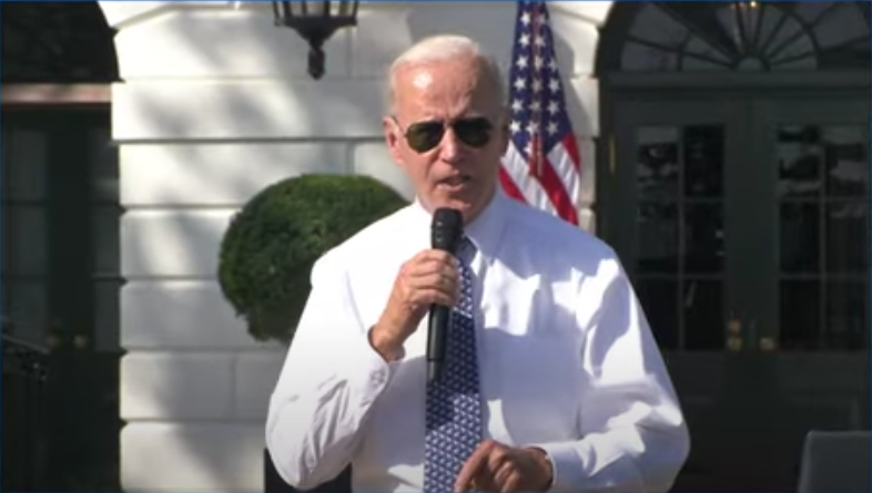 President Biden in White House Rose Garden,