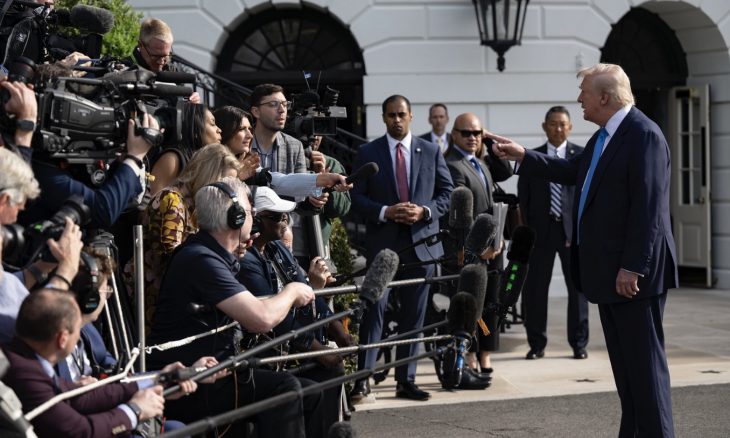 President Speaks to Reporters